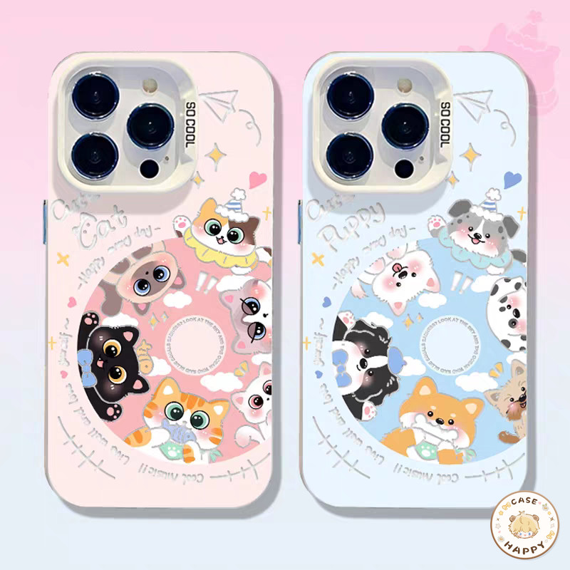 เคสไอโฟน 16 สำหรับ IPhone 13 11 14 12 15 Pro Max 8 7 16 15 Plus XS X XR Max SE 2020 คู่ลูกสุนัขลูกแมวบันทึกภาษาอังกฤษ