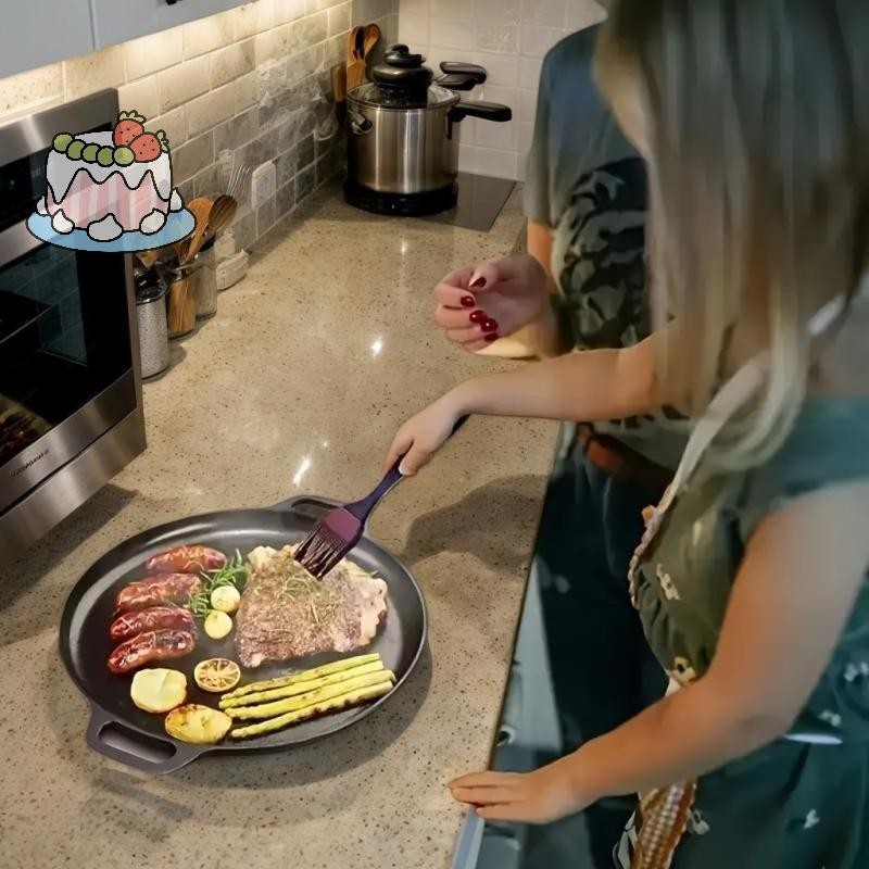 [Sep] 28/30 ซม.เหล็กหล่อแผ่นเหล็กกลมสําหรับเครปและพิซซ่าพร้อมที่จับคู่บาร์บีคิวแคมป์ปิ้งกระทะทอดแพนเ