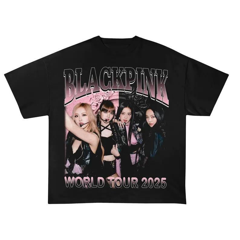 เสื้อยืดผ้าฝ้ายสำหรับแฟนคลับ Blackpink World จาก Jisoo ถึง Jisoo, Lisa, Rose ในไซส์ S-5XL