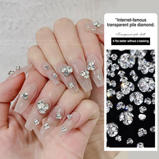 Nail Art สติกเกอร์ตกแต่งเล็บเพชร DIY Rhinestones Stack เจาะ Organza SS6-SS28 10 ชิ้น KOULDAN