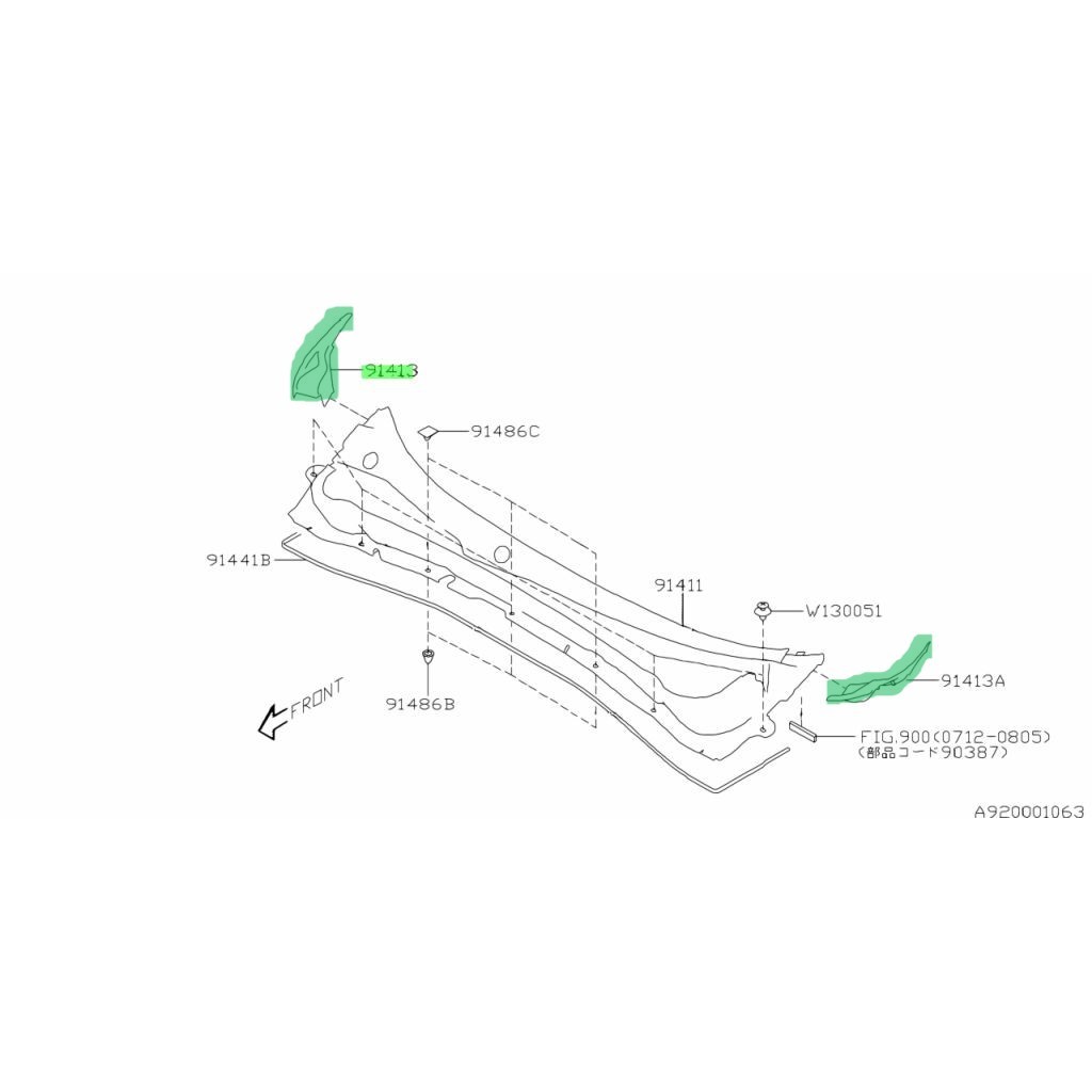 Subaru Forester SH5 SH9 Cowl แผงป้องกันด้านข้าง 91423SC000 91423SC010 ฝาครอบปัดน้ําฝน