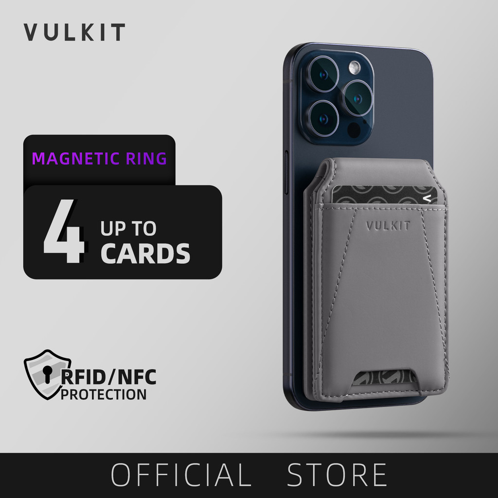 VULKIT-กระเป๋าสตางค์โทรศัพท์หนัง RFID แม่เหล็กพร้อมวงแหวนแม่เหล็กแบบปรับได้-VPA109
