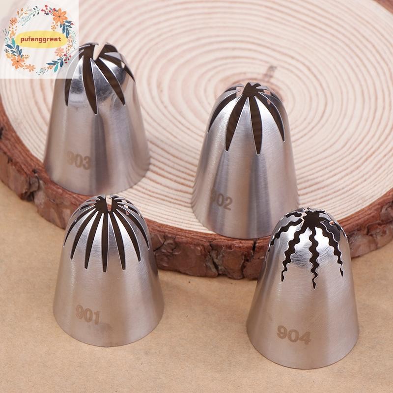 Pufanggreat 901 902 903 902 สแตนเลสขนาดใหญ่ปิด Star Piping หัวฉีดครีม Icing เคล็ดลับเค้ก Fondant ครัวเบเกอรี่เครื่องมือ TH