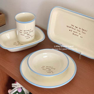 【จานเซรามิก】 จานขนม จานอบ insภาษาอังกฤษแบบง่าย สไตล์เกาหลี