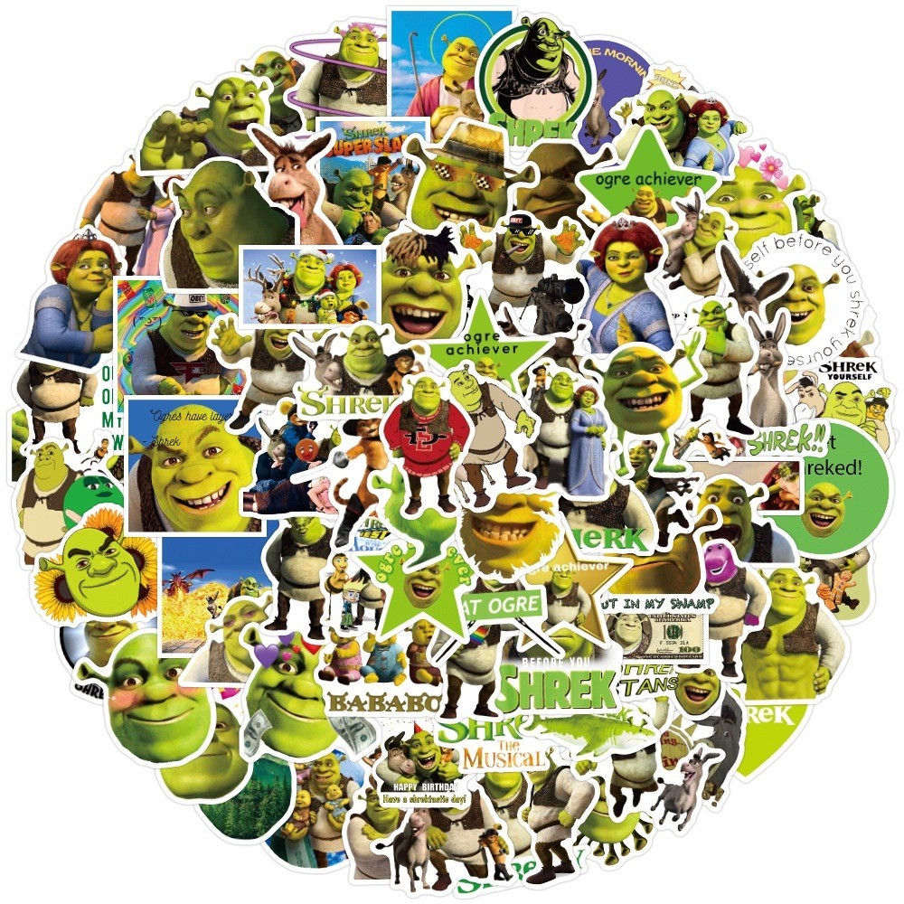 ชุดสติ๊กเกอร์ Shrek ชุดสติกเกอร์กราฟฟิตีกันน้ำสำหรับฟิล์ม, 50/100 แผ่น