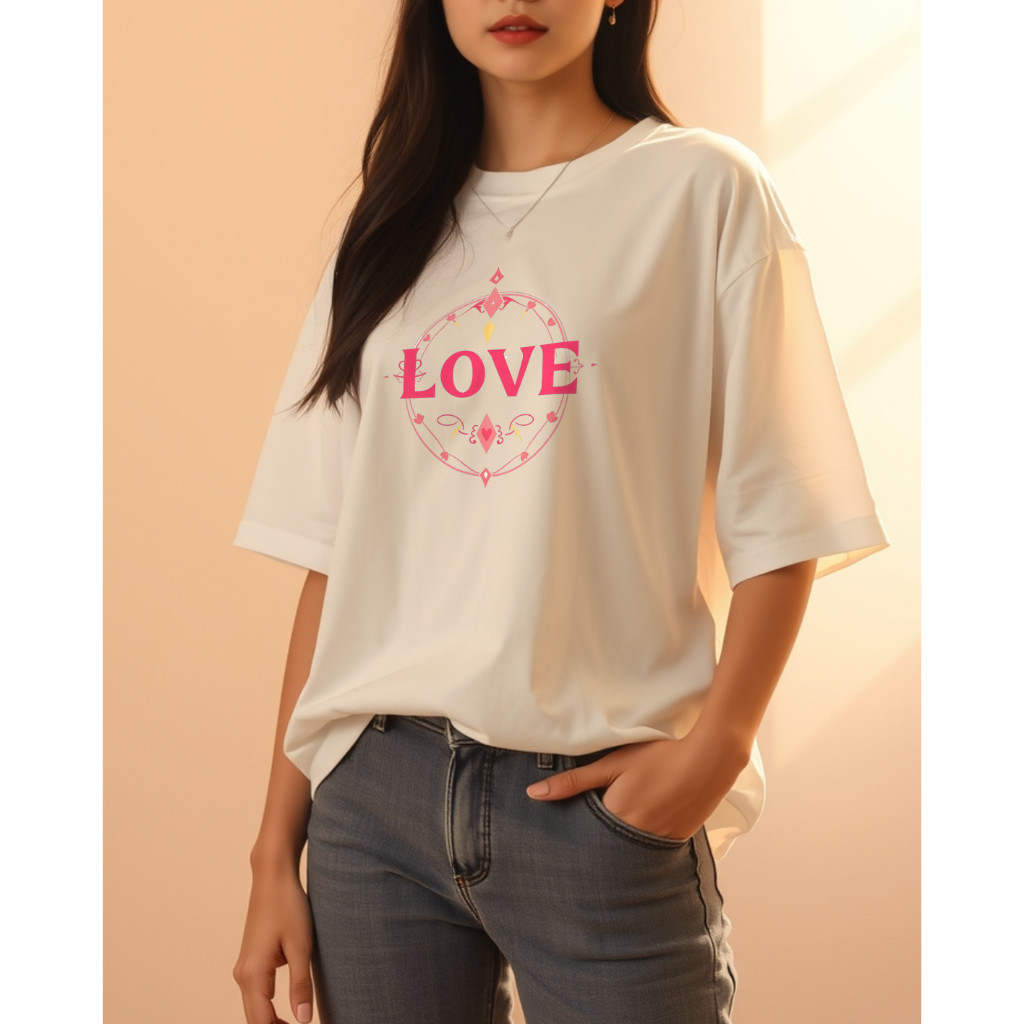 เสื้อยืดคู่รัก แบรนด์ Vibeon มนตราแห่งรัก ทรงโอเวอร์ไซต์คอกลมผ้าคอตตอนพรีเมี่ยม 100%