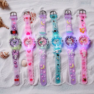 นาฬิกา 3D ไฟ LED สีสวย สายซิลิโคน สำหรับเด็กผู้หญิงน่ารักและปลอดภัย