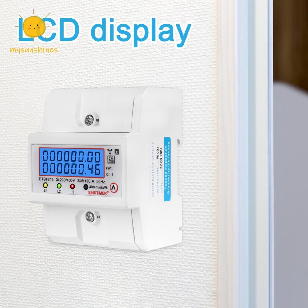 MS Din Rail 3 เฟส 4 สายไฟเครื่องวัดพลังงาน AC 380V 100A 50/60Hz มิเตอร์ไฟฟ้าไฟฟ้า Usage Monitor วัตต์ Kwh ความถี่ Power Meter
