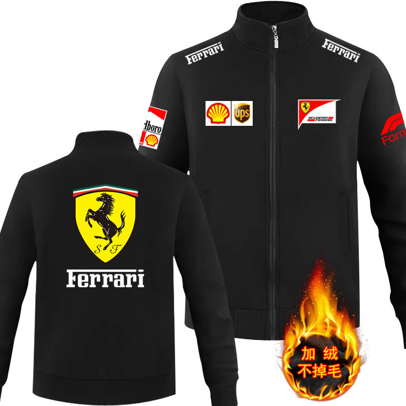 Ferrari ขนแกะยืนปกซิปเสื้อกันหนาว Ferrari SF1000 F1 รถสูตรเสื้อแจ็คเก็ตฝึกซ้อม