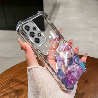 กันกระแทกCase สําหรับ Samsung A32 A52 A52S A53 A73 4G 5G เคสโทรศัพท์ TPU 2025 ออกแบบใหม่ผีเสื้อดอกไม้อุปกรณ์เสริมฝาครอบ SZ28