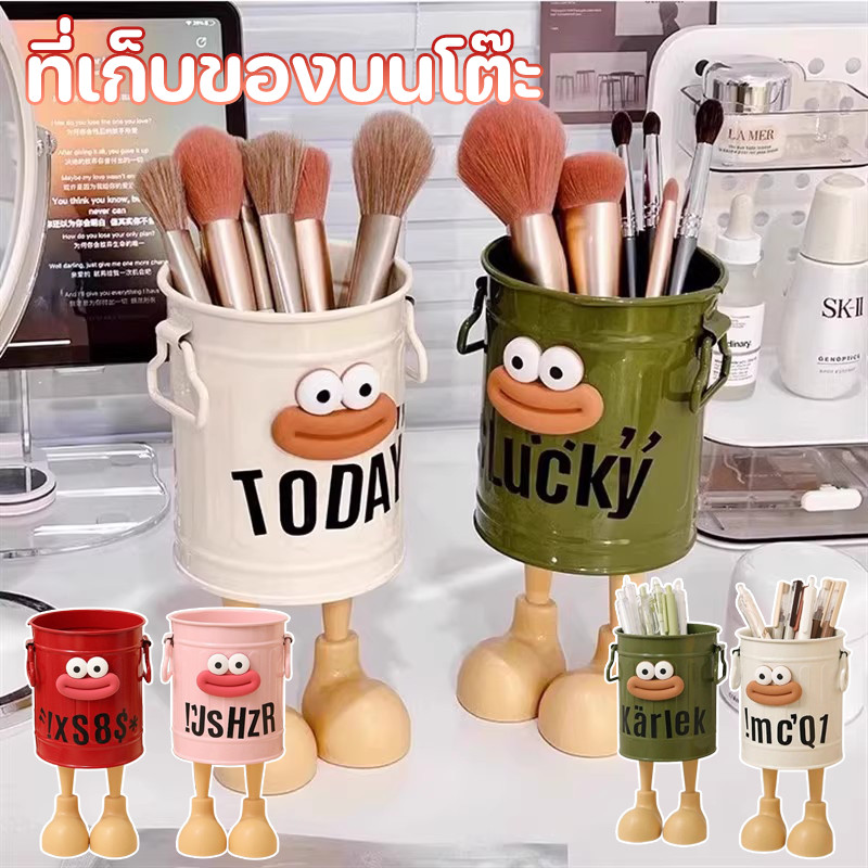 COD ที่ใส่ปากกา DIY กล่องเก็บแปรงแต่งหน้า รูปแบบการ์ตูน ความจุขนาดใหญ่ กล่องเก็บเดสก์ท็อป