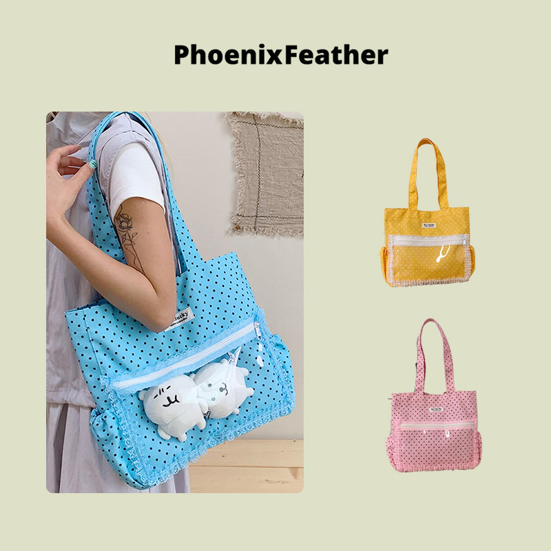Phoenix Feather  กระเป๋าสะพายประจำวันลายจุดน่ารัก พร้อมความจุมาก