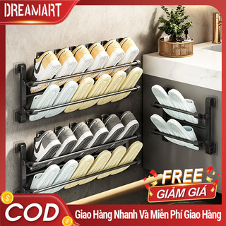 Kệ Để Giày Dép Dán Tường 1 2 Tầng Đa Năng Gập Gọn Giá Treo Khăn Nhà Tắm Không Cần Khoan Dreamart
