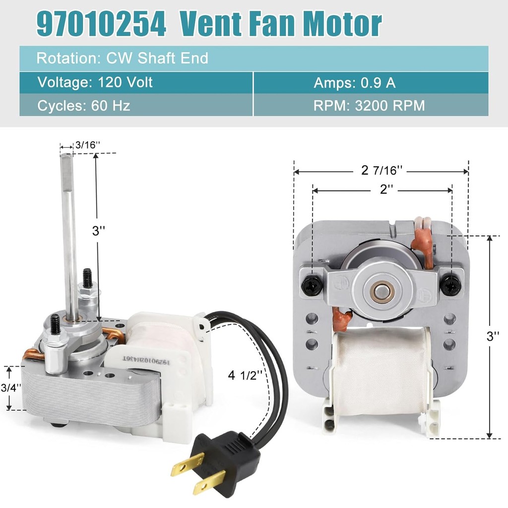 99080351, 97010254 มอเตอร์เปลี่ยนพัดลมสําหรับ Broan Nutone 162, 164, 162-K, 162-G, 162-L, 164-K, 164