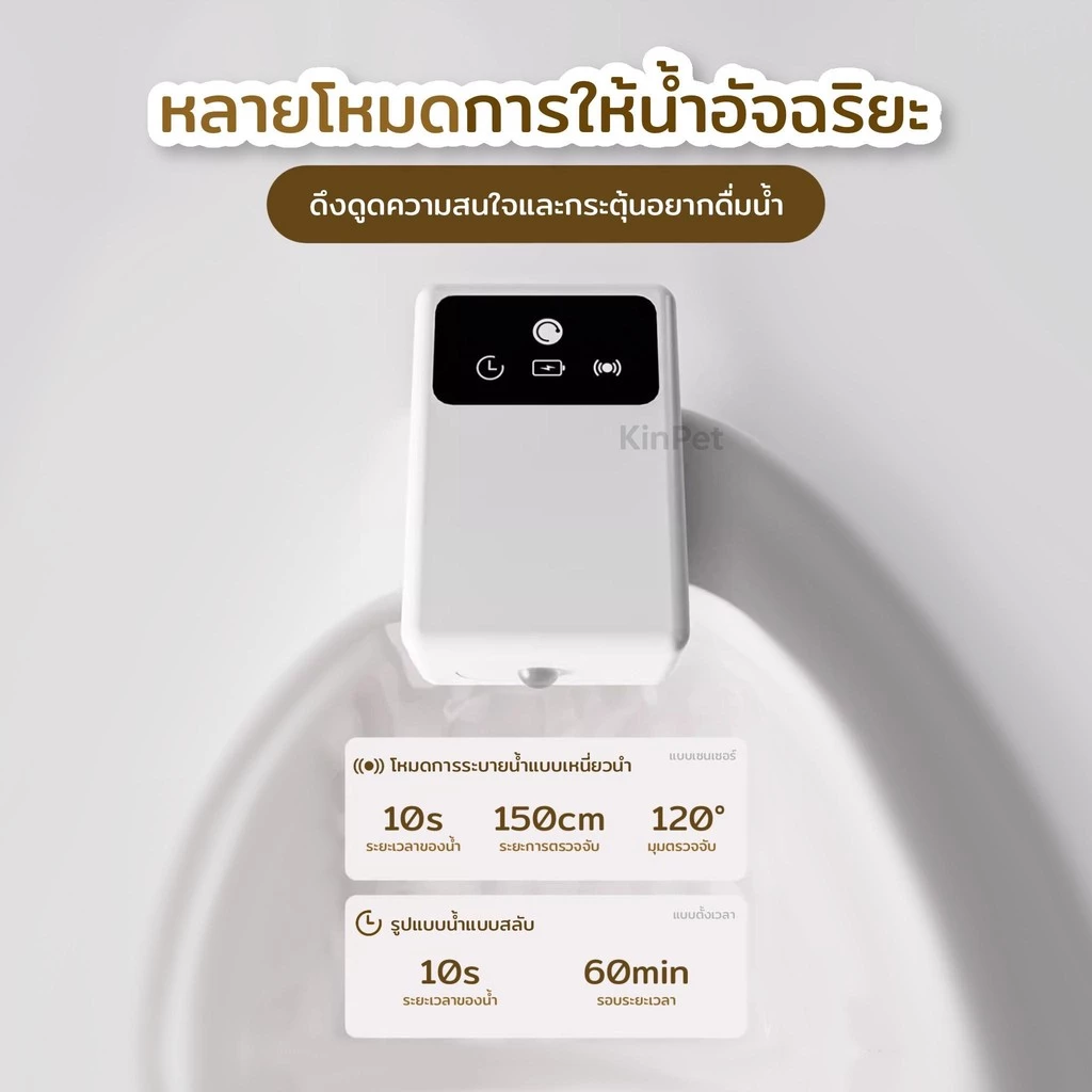 น้ำพุแมวไร้สาย เซนเซอร์อัตโนมัติ น้ำไหลเงียบ รับประกัน 2 ปี thumbnail 6