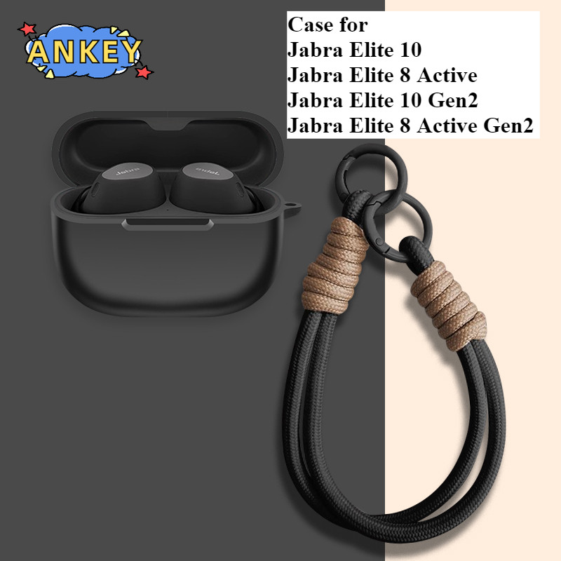 for Jabra Elite 8 Active Gen2 Jabra Elite 10 Gen2 Protective Case Nylon Lanyard Soft Cover Shells Wa