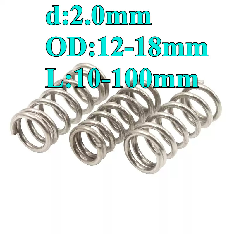 สปริงกด-สปริงดัน สปริงอัด สปริงดันทั่วไป แตนเลส 304 /Compression Spring d2.0mm * OD12-18mm * L10-100