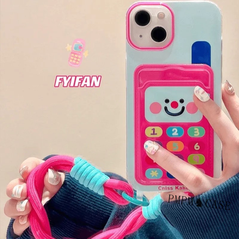 Minimalist Clown Strap Number Card Holder Case Samsung A07 A17 A56 A36 A26 A16 A06 5G A14 A05 A05S A