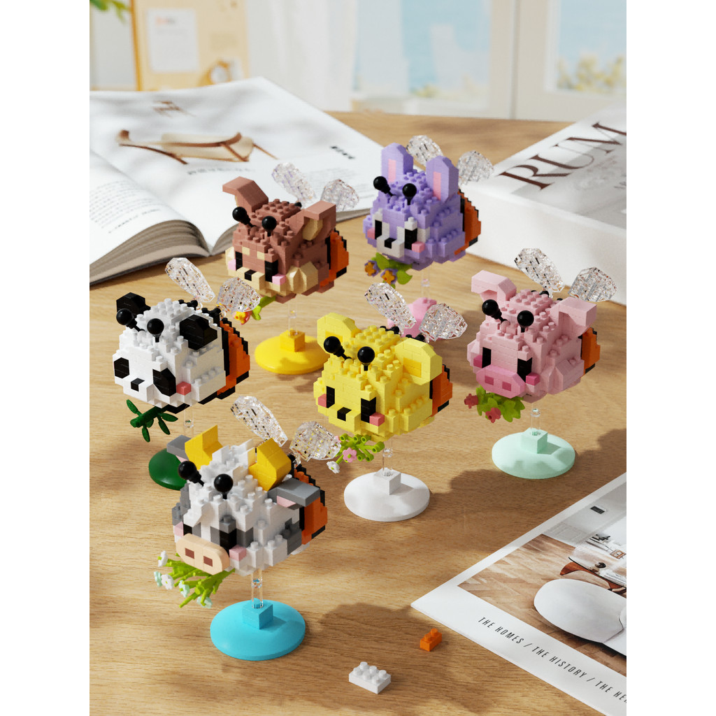 JL DIYชุดของเล่นเสริมพัฒนาการ ตัวต่อสัตว์สุดน่ารัก พร้อมฐานตั้งโชว์