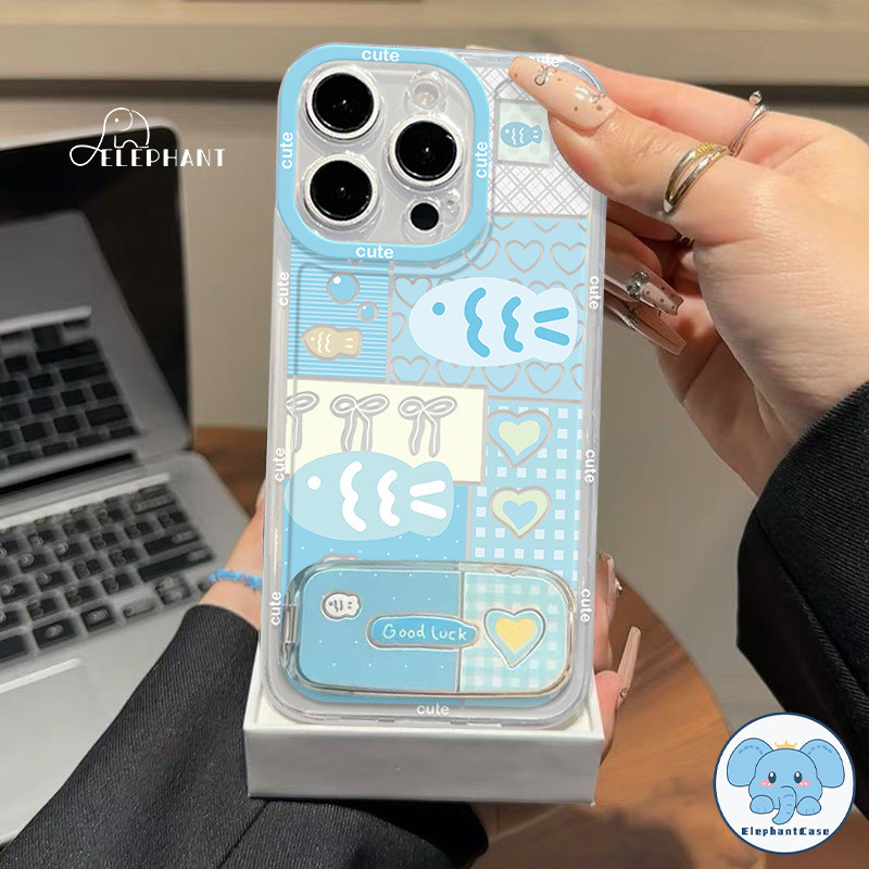 สำหรับ Samsung A05S A55 A15 A35 A12 A03s A50 A11 A05 A30 A06 A13 A51 A03 A32 A52 A14 A20ปลาสีชมพูสีฟ้ารักหัวใจวงเล็บโบว์ - รูปที่ 3