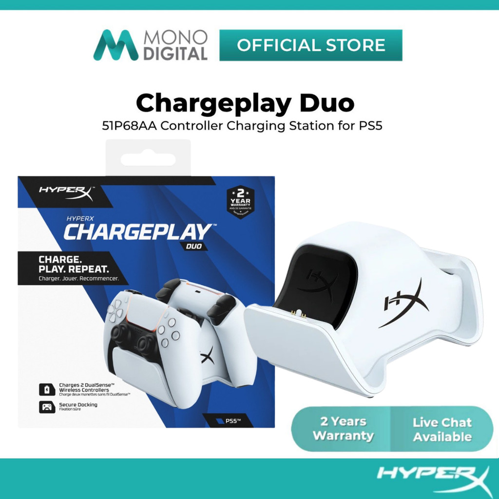 HYPER-X HYPERX CHARGEPLAY DUO คอนโทรลเลอร์ชาร์จสถานีสําหรับ PS5 พร้อมการออกแบบ COMPACT & SLEEK, SECU