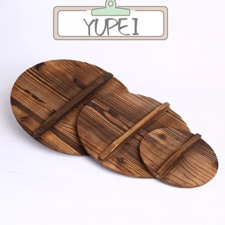 YUPEI ฝาครอบหม้อไม้, 22-34 ซม.ป้องกันการลวกกระทะเหล็กฝาปิด, รอบแบบดั้งเดิม Universal Fir หม้อไม้ฝาปิดอุปกรณ์ครัว