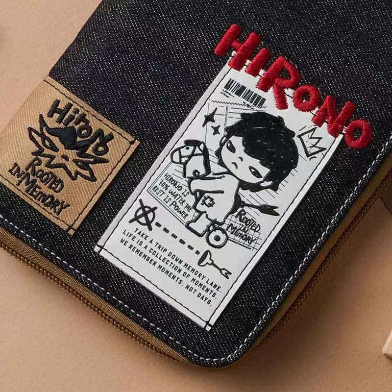Hirono Echo Passport Wallet Clutch Bag One-Piece Document Storage Canvas Zipper Card Case