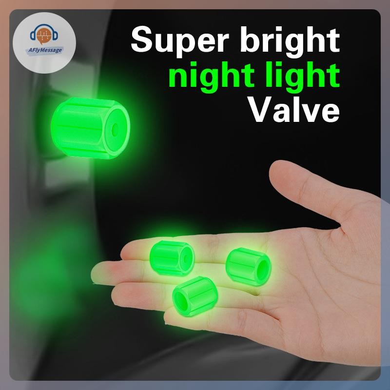 AFl 4 PC Luminous ยางวาล์วหมวกสําหรับรถยนต์รถจักรยานยนต์จักรยานล้อ Hub เครื่องมือจัดแต่งทรงผม Glow In Dark วาล์ว Stem Air ฝุ่นขอบอุปกรณ์เสริม TH