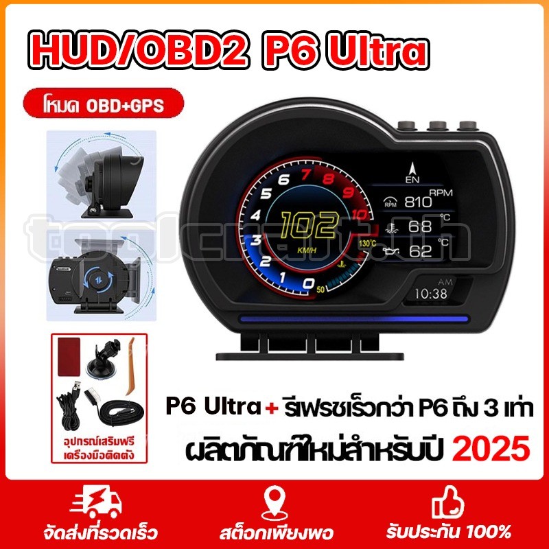 OBD2+GPS Smart Gauge มิเตอร์ดิจิตอล/จอแสดงผล P6 Plus + เมนู GPS ของแท้
