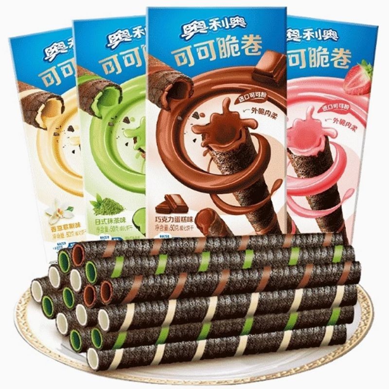 新品现货奥利奥可可脆卷夹心饼干迷你饼干香草抹茶巧克力草莓味Oreo Cocoa Crispy Roll Sandwich Biscuits Mini Biscuits20250731