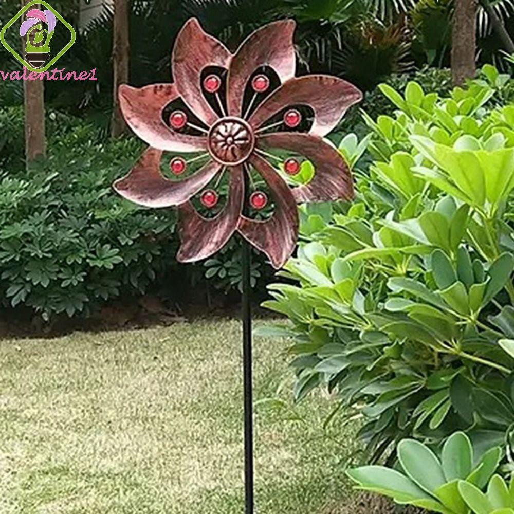 VALENTINE Wind Spinners, โลหะหมุนประติมากรรมกังหันลมคู่, Garden Stake Creative ทนทาน Gardening Plug Yard