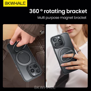 BKWHALE 360 ° หมุนขาตั้งแม่เหล็กMatteสําหรับiPhone 17 Air 17 Pro Max 16 Pro Max 17e 16e 15 14 13 Pro Max 16 Plusกันกระแทกฝาหลังแม่เหล็กBracketปลอก