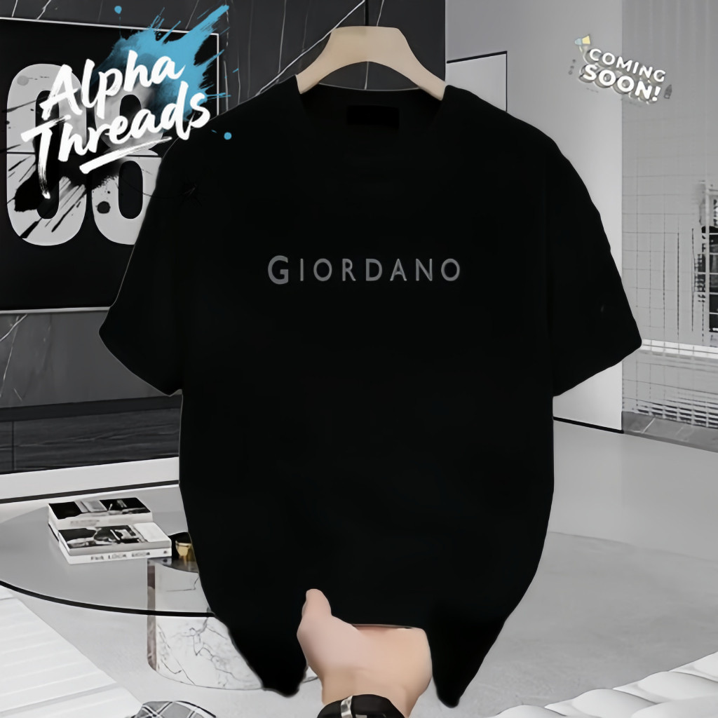 (จัดส่งตลอด 24 ชั่วโมง) distro เสื้อยืด Original Design Giordano Short T-shirts Silver Motif Mens Womens Tops เสื้อยืด