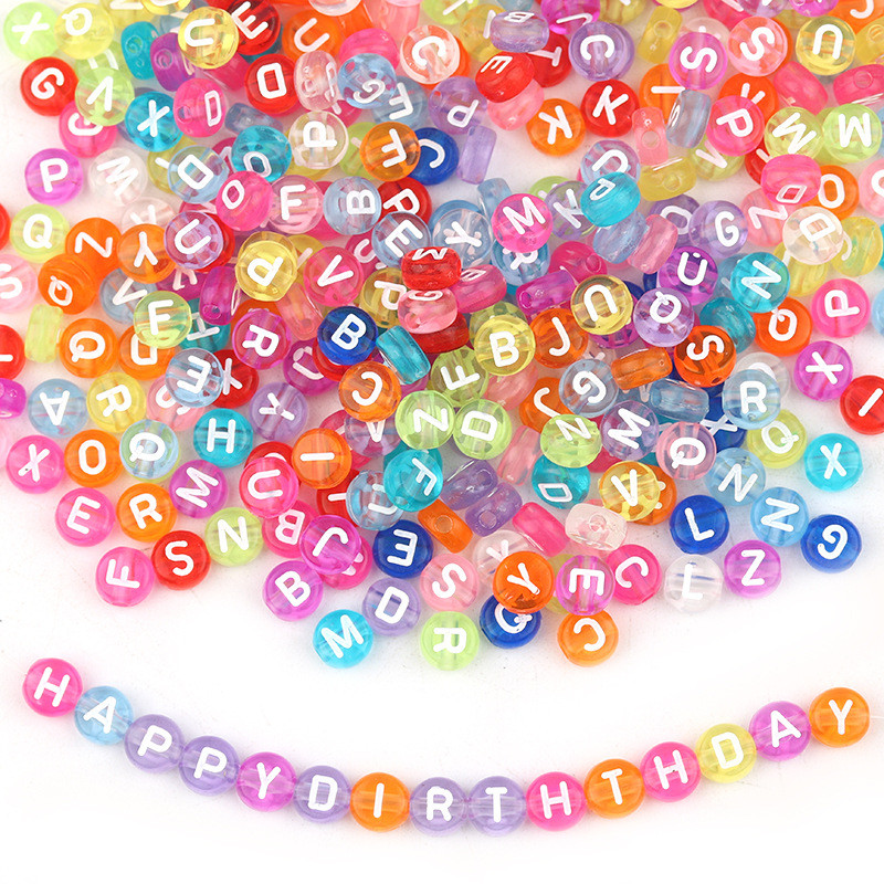 100pcs/Lot Acrylic Oblate Alphabet Beads Colorful Transparent Letter Beads for Jewelry Making DIY Br
