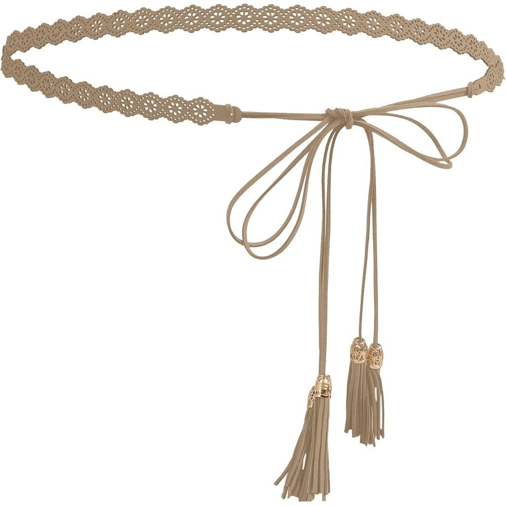 NIDMIDO Women Braided Waist Belt Bohemian Woven Waist Rope Flower Tassels Waist Accessories for Dres