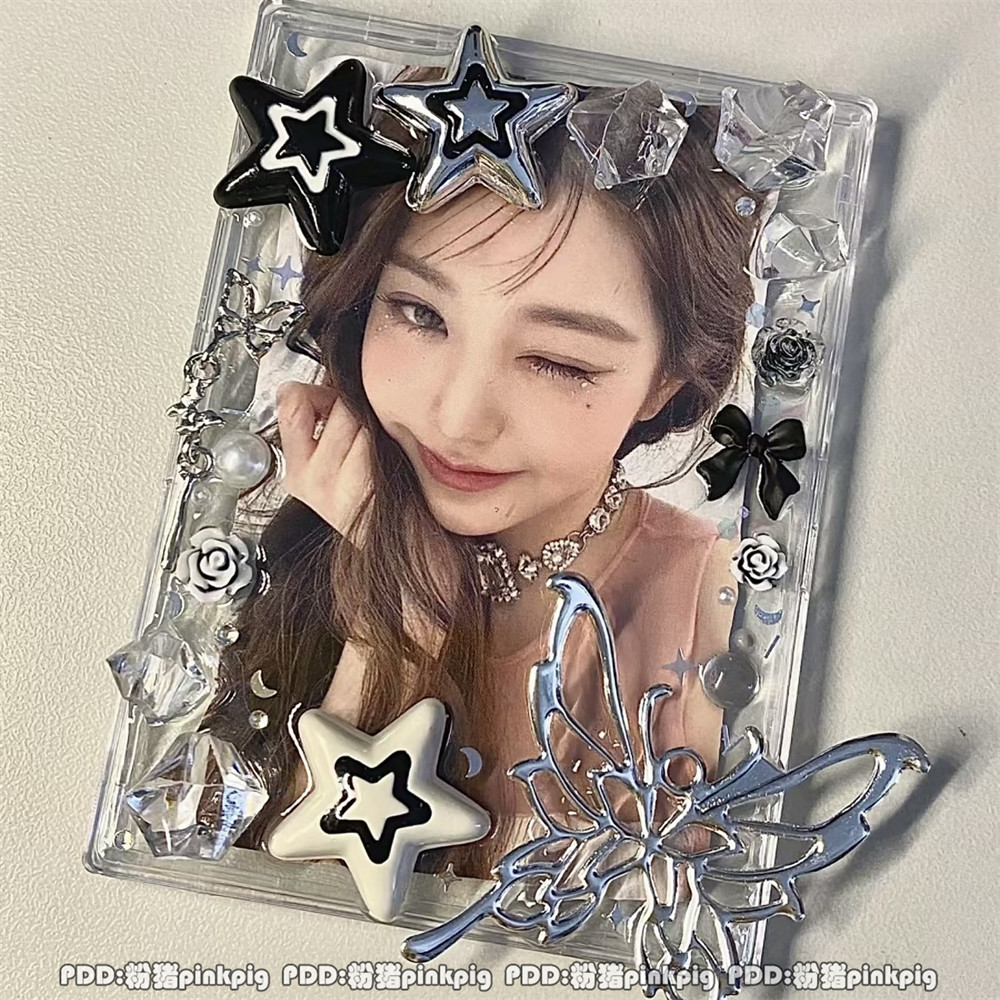 时尚美装Y2K风星星爱心水钻冰块DIY饰品配件卡砖卡套爱豆装饰手作材料insFashionable and beautiful clothing