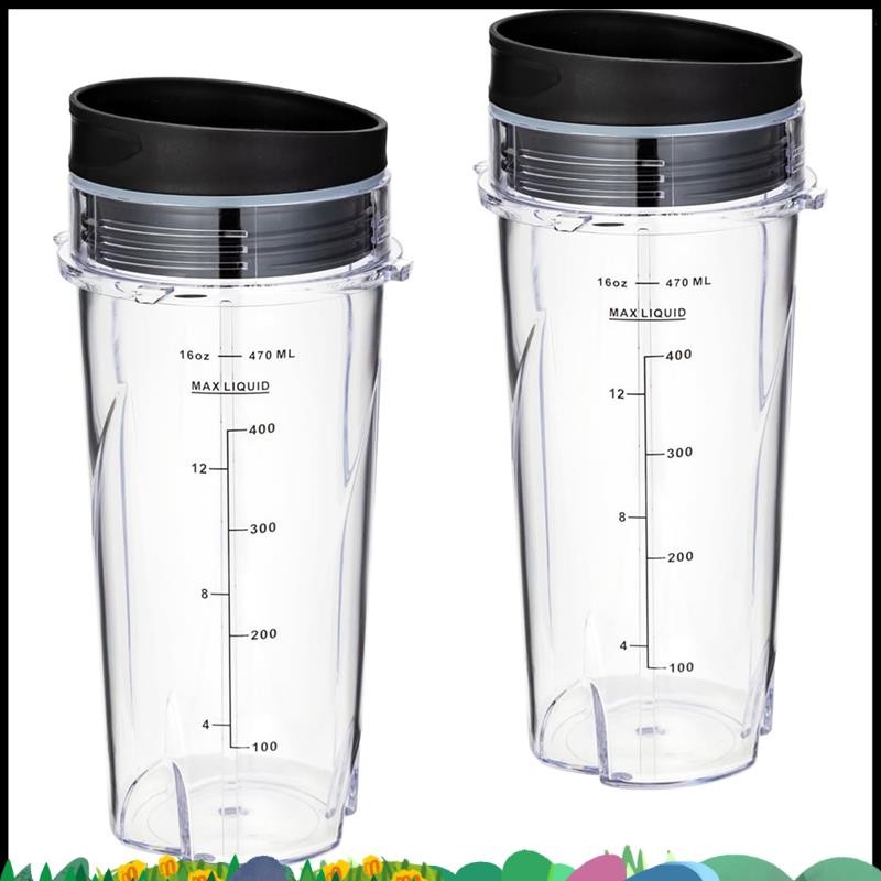 Super 2PCS 16Oz เปลี่ยนถ้วยอะไหล่อุปกรณ์เสริมสําหรับ QB3001SS Fit Compact Personal Blender, พร้อมฝาป