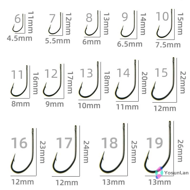 Maruse Hooks ขนาด 100 ชิ้น ในกล่อง ทำจากเหล็กคาร์บอนสูงสีดำ สำหรับใช้อุปกรณ์ตกปลาระดับมืออาชีพ