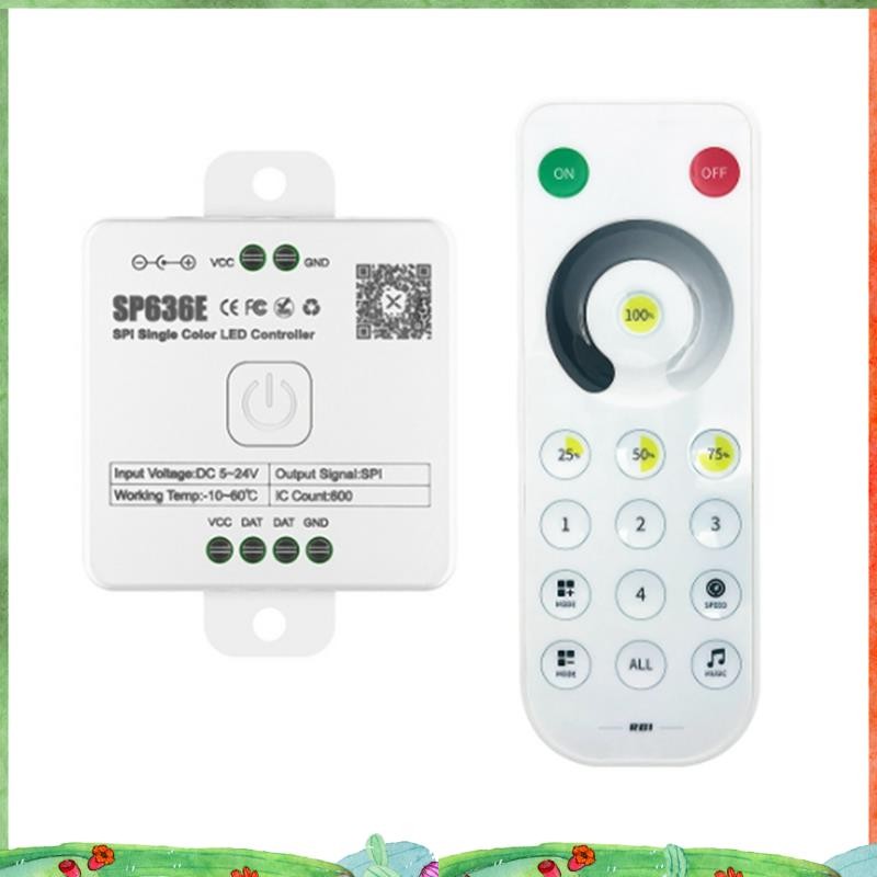 AND-SP636E SPI DC5-24v คอนโทรลเลอร์ขาวดําพร้อมรีโมทคอนโทรลรองรับรีโมทคอนโทรลสัมผัส 2.4G