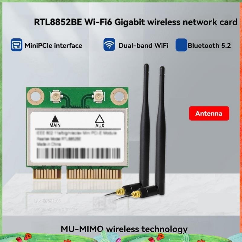 RTL8852BE 802.11AX Standard Wifi 6 การ์ด Gigabit Dual-Band อะแดปเตอร์เครือข่ายไร้สายพร้อม 5.2