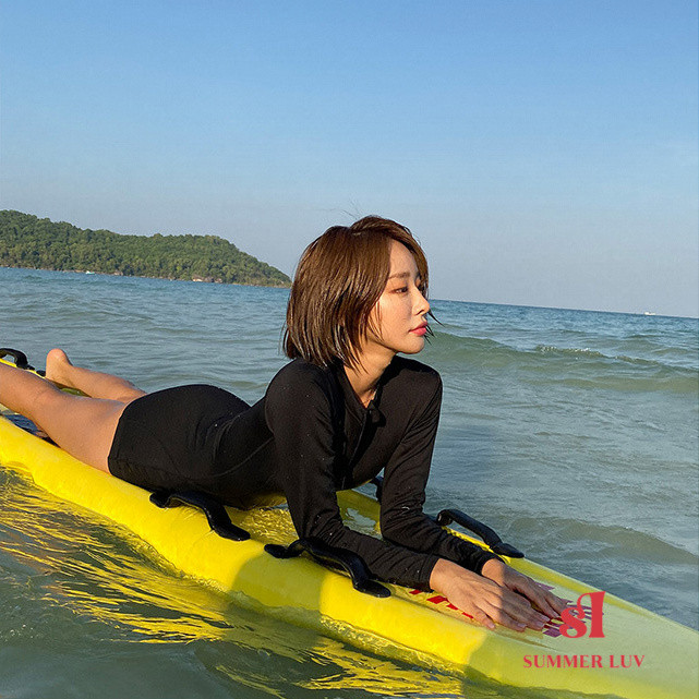 [SUMMER LUV] ชุดว่ายน้ำแขนยาวสไตล์เกาหลี แห้งไว สบายๆ และเซ็กซี่ มีซิปรอบข้าง - รูปที่ 4