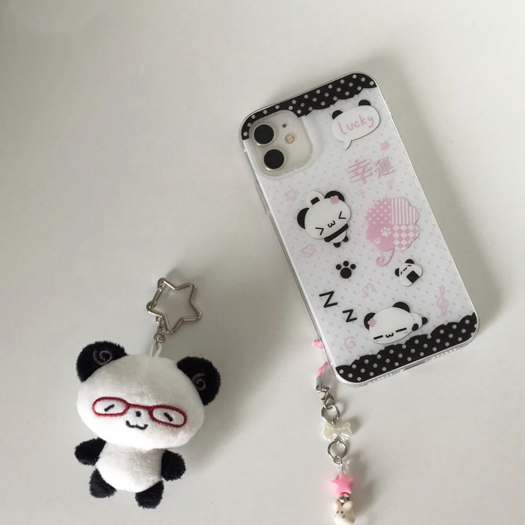 Double Layer Lucky Panda เหมาะสําหรับ Apple 16/15/14/13pro เคสโทรศัพท์ 12/11/XR/XSmax Niche ins สไตล์เคสโทรศัพท์