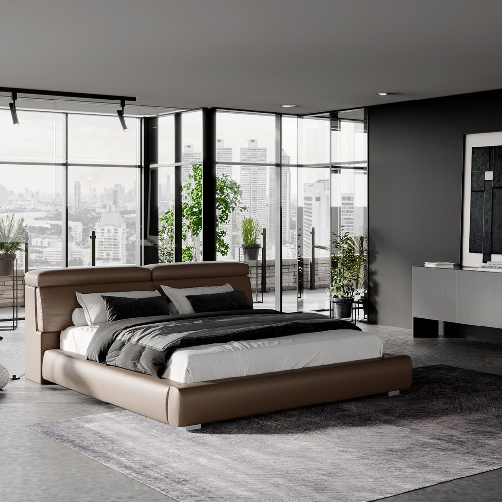 SB Design Square เตียง 6 ฟุต รุ่น Lanar สีน้ำตาลอ่อน (213x249x93 ซม.)  แบรนด์ SB CASA