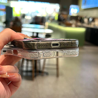 🔥NüCase🔥ส่งจากไทย สีดำหรูหราซิลิโคนแข็งกรณีโทรศัพท์ สุนัขเล็กสุดทัศน์สีชมพู for IPhone 13 15 7Plus 14 12 11 Pro MAX 7P