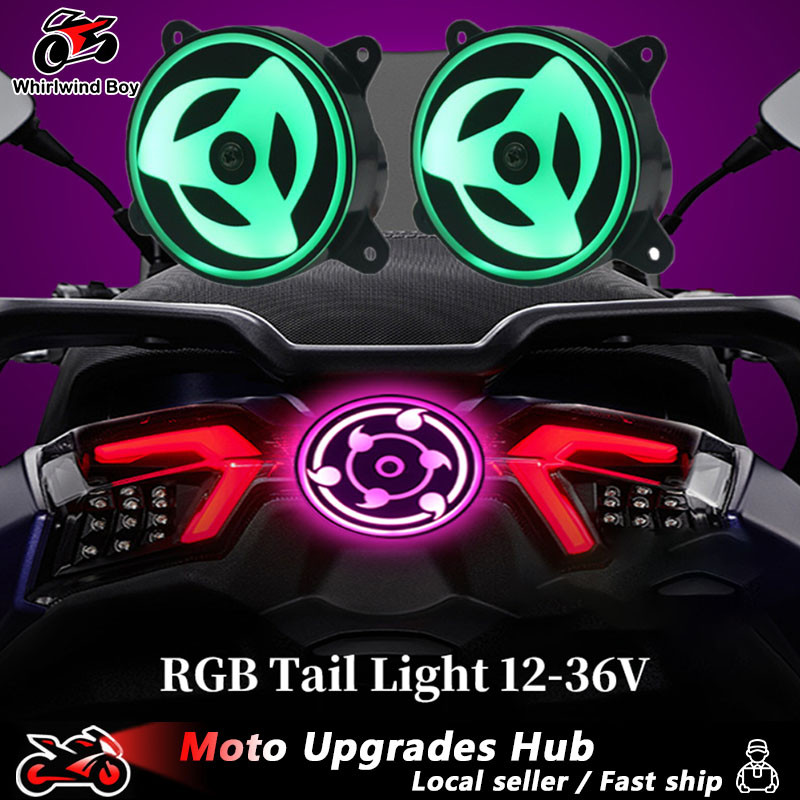 AFFOTOM 2.5 นิ้ว 3 นิ้ว Sharingan RGB LED Head Light ไฟท้ายเบรค 12-36V รถจักรยานยนต์