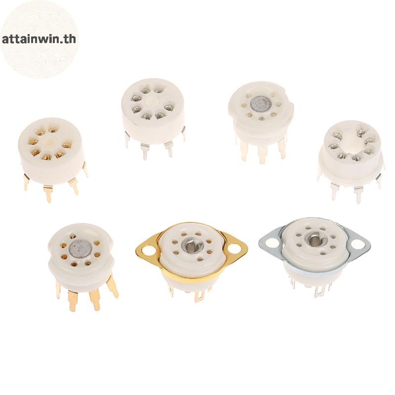 Attainwin 1PCS 6AQ5 EAA91 6J1 6J2 6X4 6Z4 ซ็อกเก็ตหลอดGold-Platedซ็อกเก็ตสําหรับ 7Pin B7G Vaccumหลอด