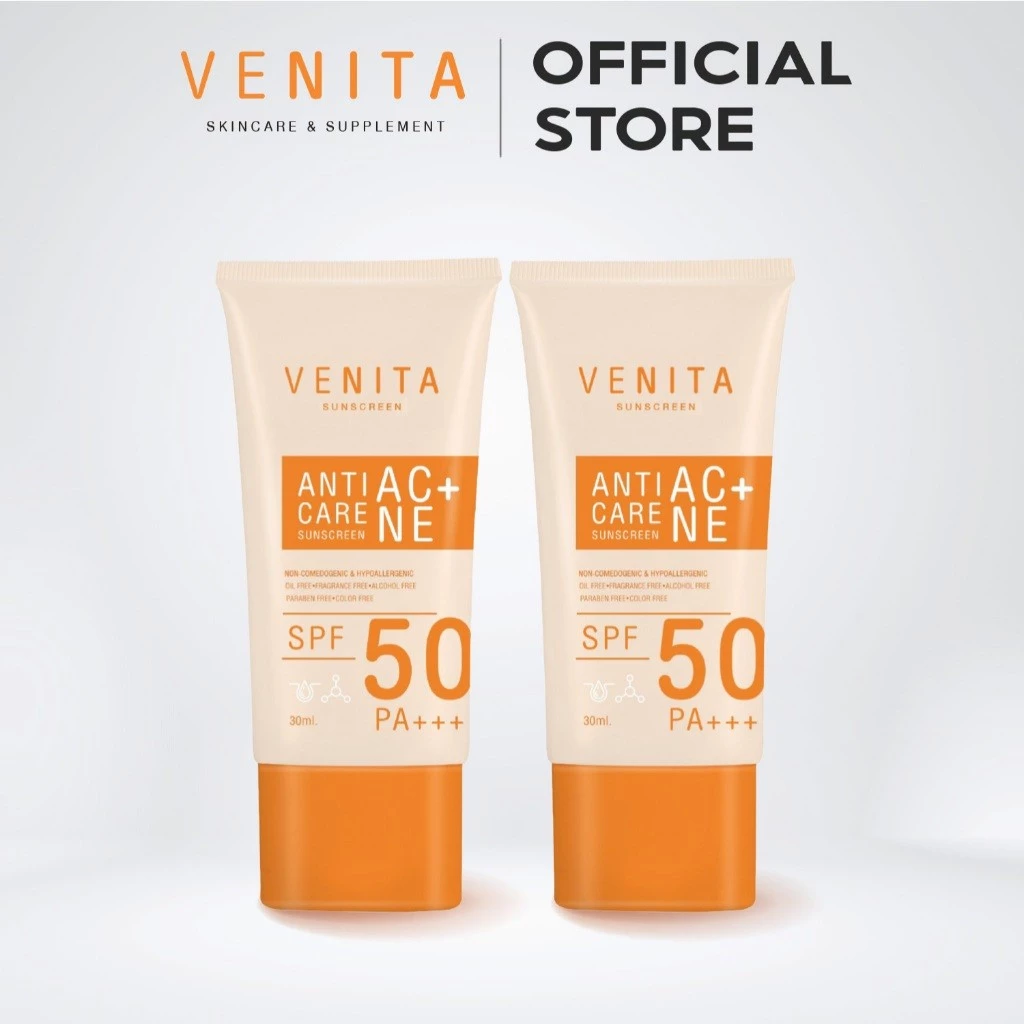 VENITA ครีมกันแดดเวนิต้า Venita Anti-Acne Care Sunscreen SPF50/PA+++ plus 30gเนื้อครีมเจลซึมเร็ว