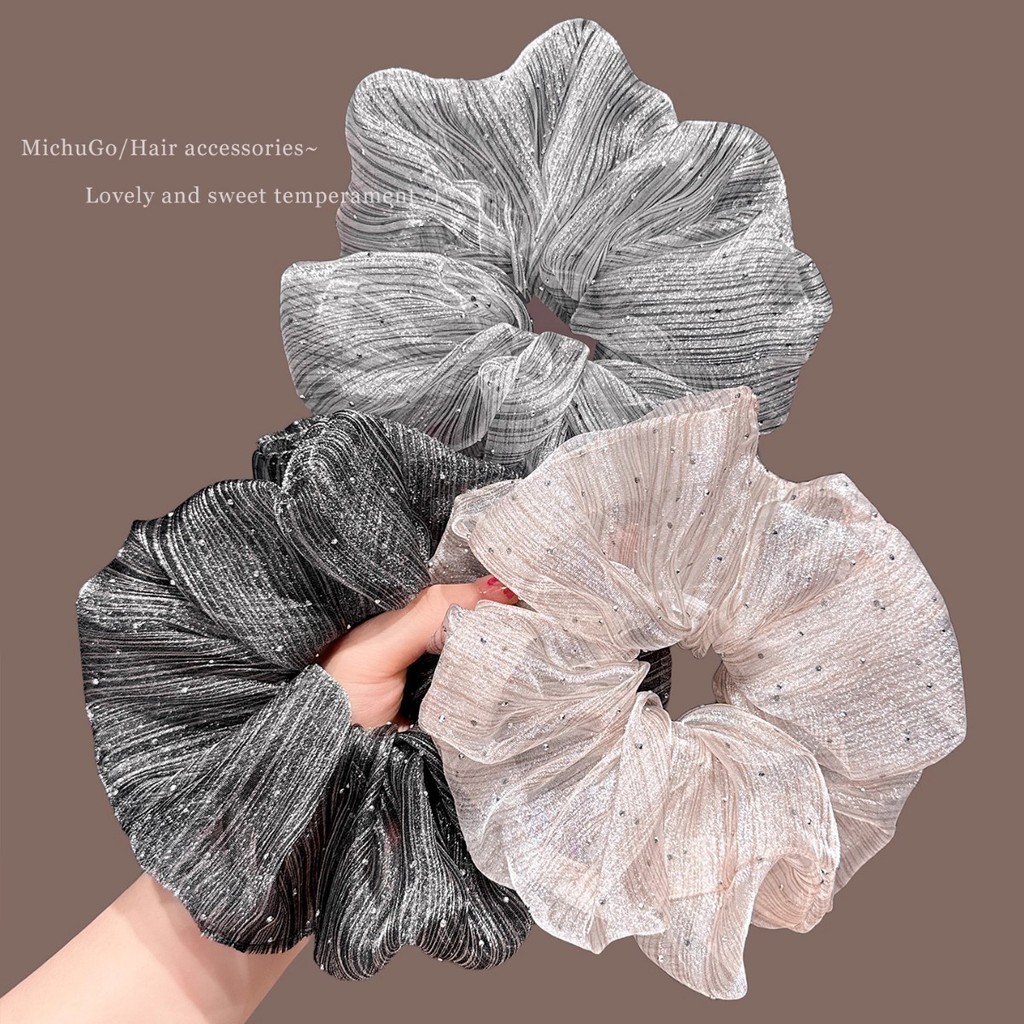 Cloud Seersucker Gypsophila Hot Diamond Scrunchy แหวนผมหญิง High-End ลายหัวเชือก Classy เชือกผม