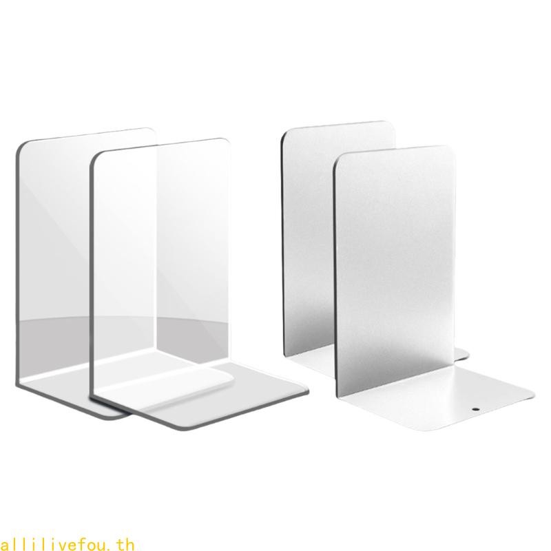 LIVE 8 ชิ้น L-Shaped Bookends สนับสนุนหนังสือตกแต่ง Bookends ขาตั้งหนังสือผู้ถือหนังสือชั้นวางหนังสื