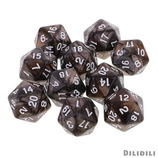 [Dilidili] 10 ชิ้น 20 ด้านลูกเต๋า D20 ลูกเต๋า Polyhedral สําหรับ Dungeons และ Dragons เกมตาราง